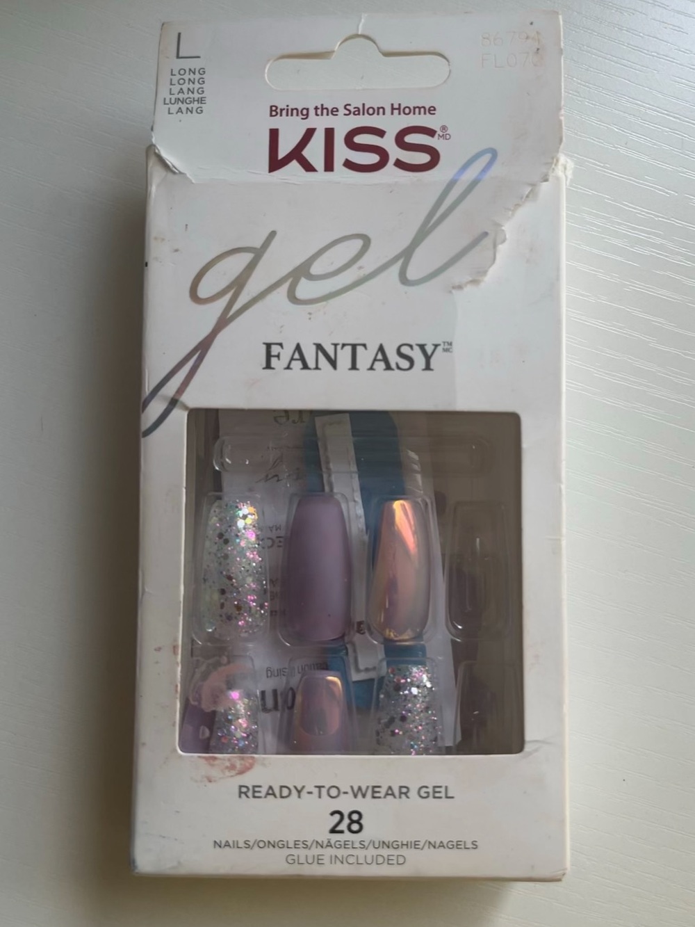 KISS Gel Fantasy Press-On Nails - Lavender Pearl & Silver Glitter